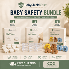 BabyShield Ease™ Complete Baby Safety Bundle (12 Socket Covers + 12 Corner Guards + 6 Door Stoppers)