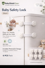 Baby Safety Cabinet Lock – Short Lock ( 6 PCS) | No Drill, Strong Adhesive | BabyShield Ease™